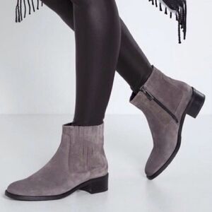 Aquatalia Gray Suede Oribella Ankle Boots Size EU 37